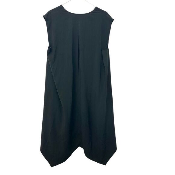 Mossimo V-neck Cap Sleeve Asymmetric Hi-low Hem Shift Mini Dress Black Large - Picture 2 of 4